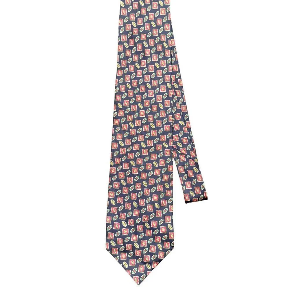 Tino Cosma Vintage 100% Silk Necktie Geometric Design Italy Vintage Retro